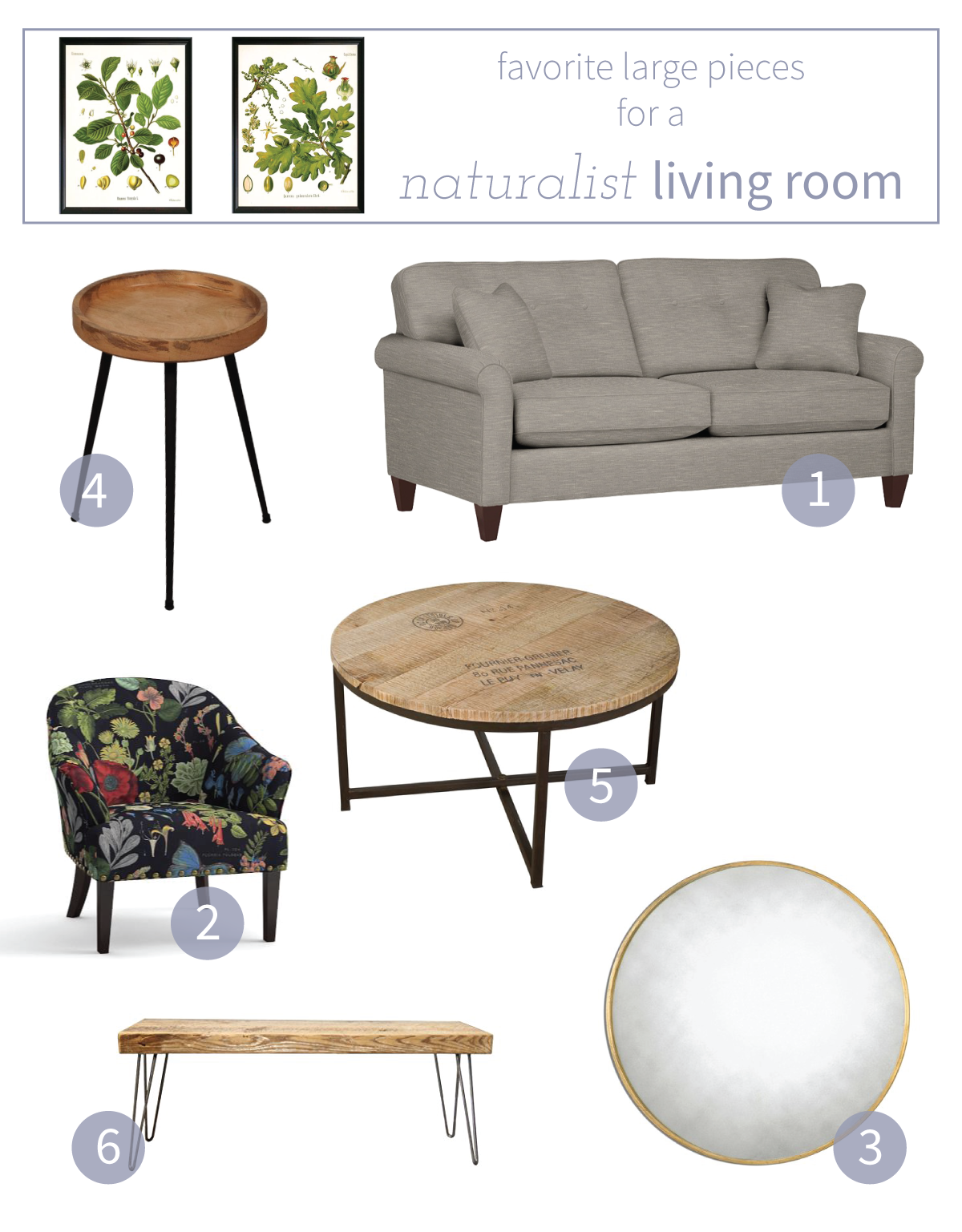 These are some of my favorite large-scale pieces for our naturalist living room makeover.