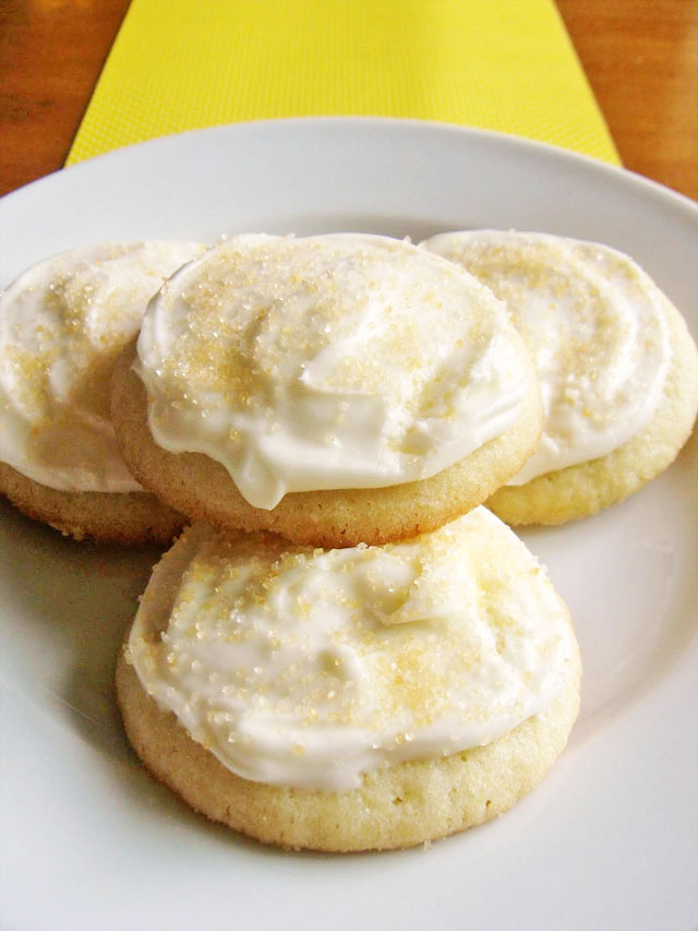 Scrumptious lemon sugar cookies with a tangy, lemony cream cheese frosting! A family favorite.