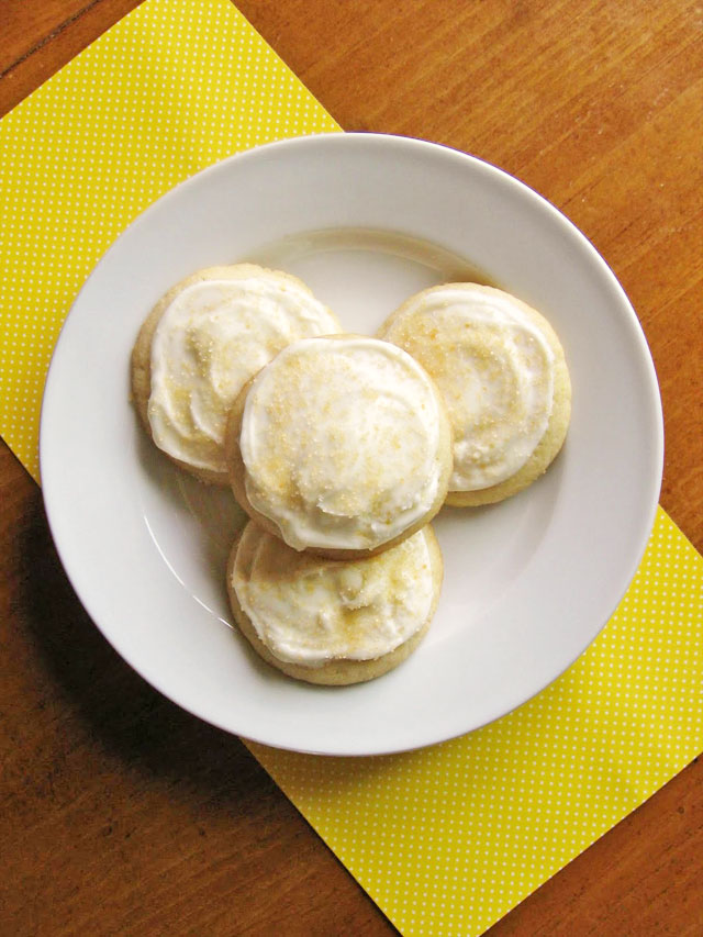 Scrumptious lemon sugar cookies with a tangy, lemony cream cheese frosting! A family favorite.