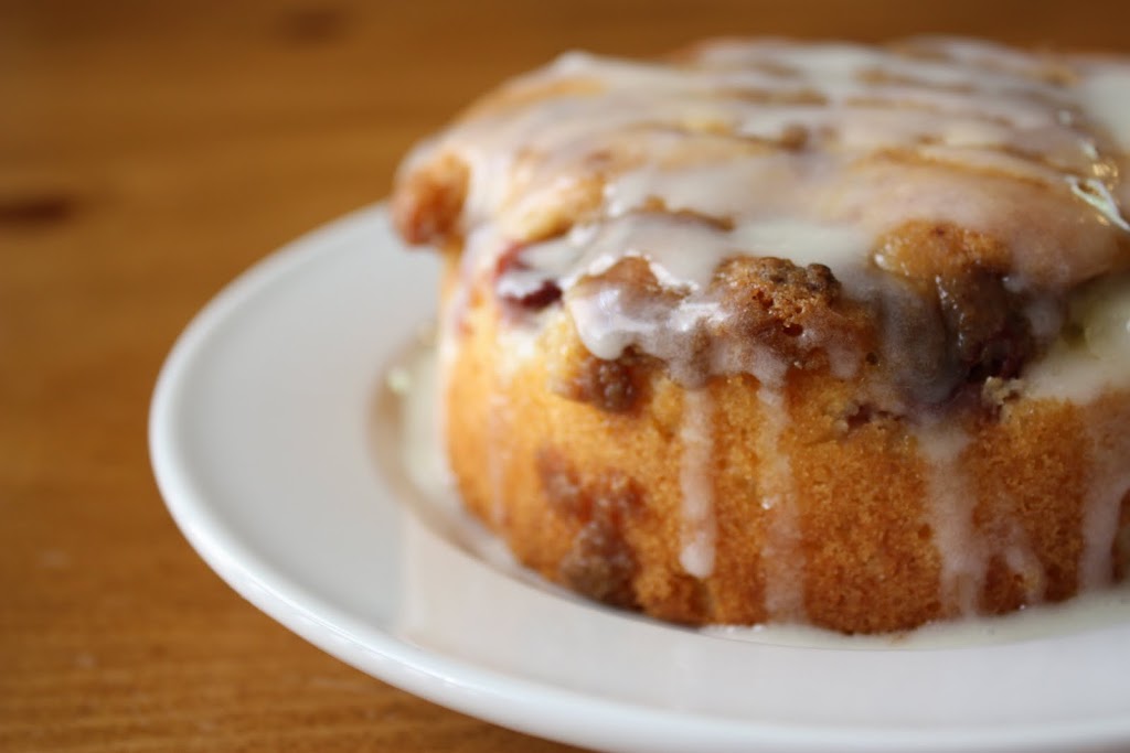 lightly sweet crumb cakes filled with fresh, tart cherries!