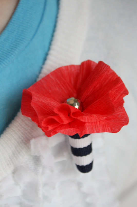 Make these easy DIY crepe paper poppies to wear on Memorial Day.