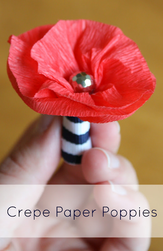 Make these easy DIY crepe paper poppies to wear on Memorial Day.