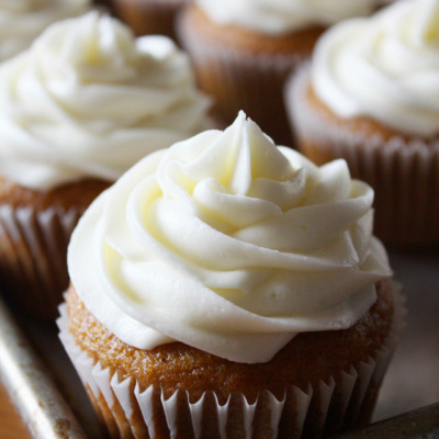 A delicious, classic pumpkin cupcake recipe with cream cheese frosting.