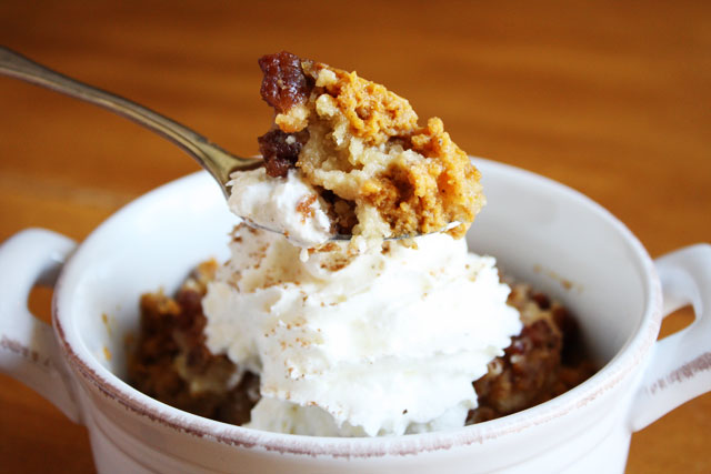 an easy cake made with pumpkin pie filling and yellow cake on top