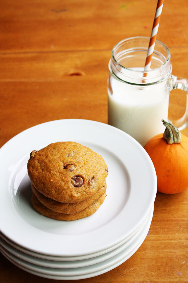 These super soft pumpkin chocolate chip cookies are a delicious Fall classic!