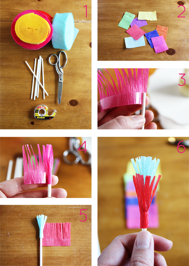 Make these cute fringed cupcake toppers for your next fiesta!