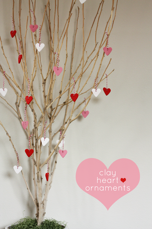 DIY oven bake clay heart ornaments for Valentine's Day