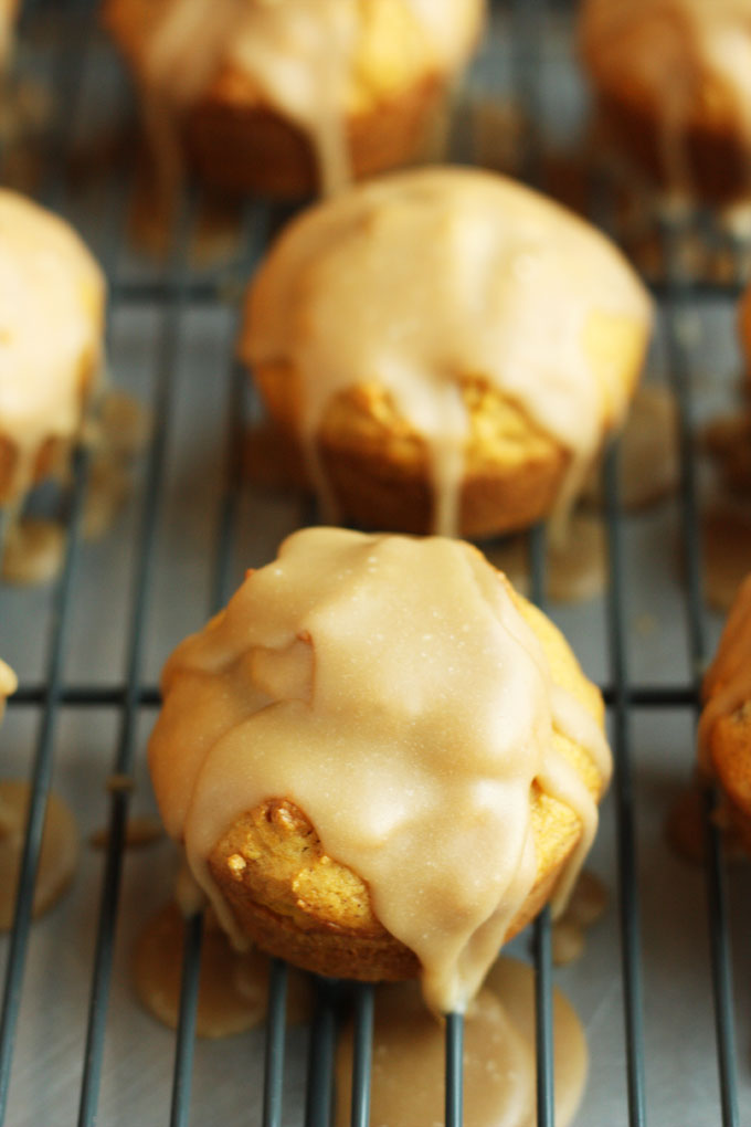 pumpkin spice muffins caramel glaze fall baking