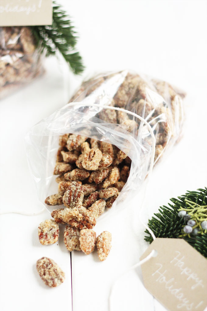 These sugared pecans are a snap to make, and a great last-minute holiday gift.