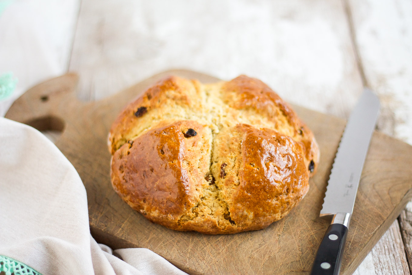 Homemade Irish Soda Bread is perfect for St. Patrick's Day dinner, but also tastes delicious for breakfast or tea time.