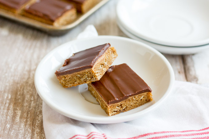 Get the recipe for the easy and delicious peanut butter bars, just like the ones your elementary school made when you were a kid!