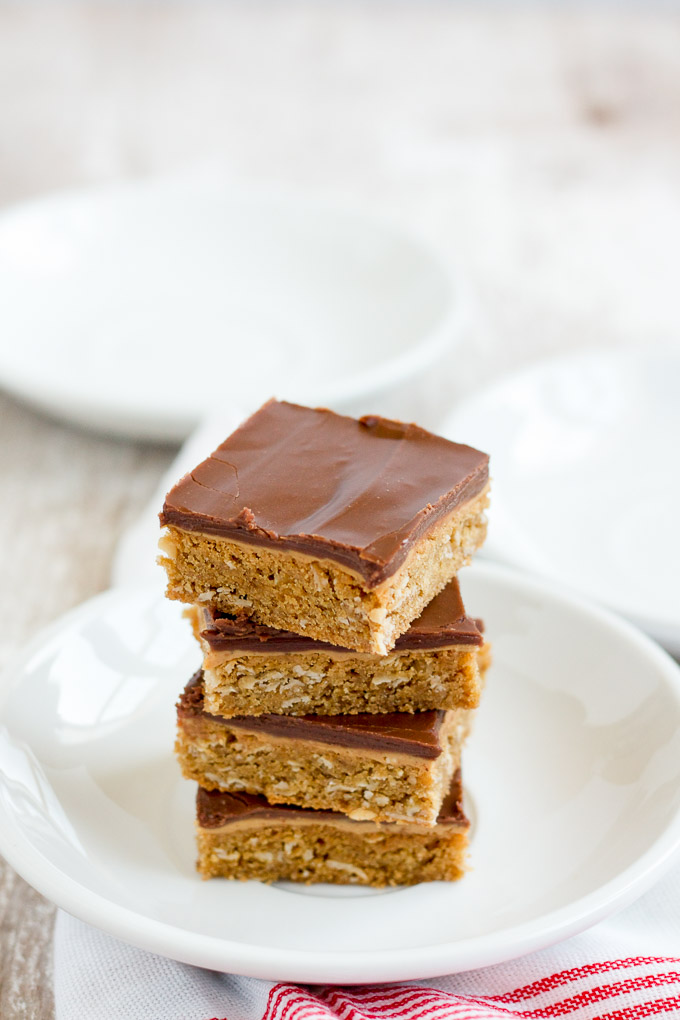 Get the recipe for the easy and delicious peanut butter bars, just like the ones your elementary school made when you were a kid!