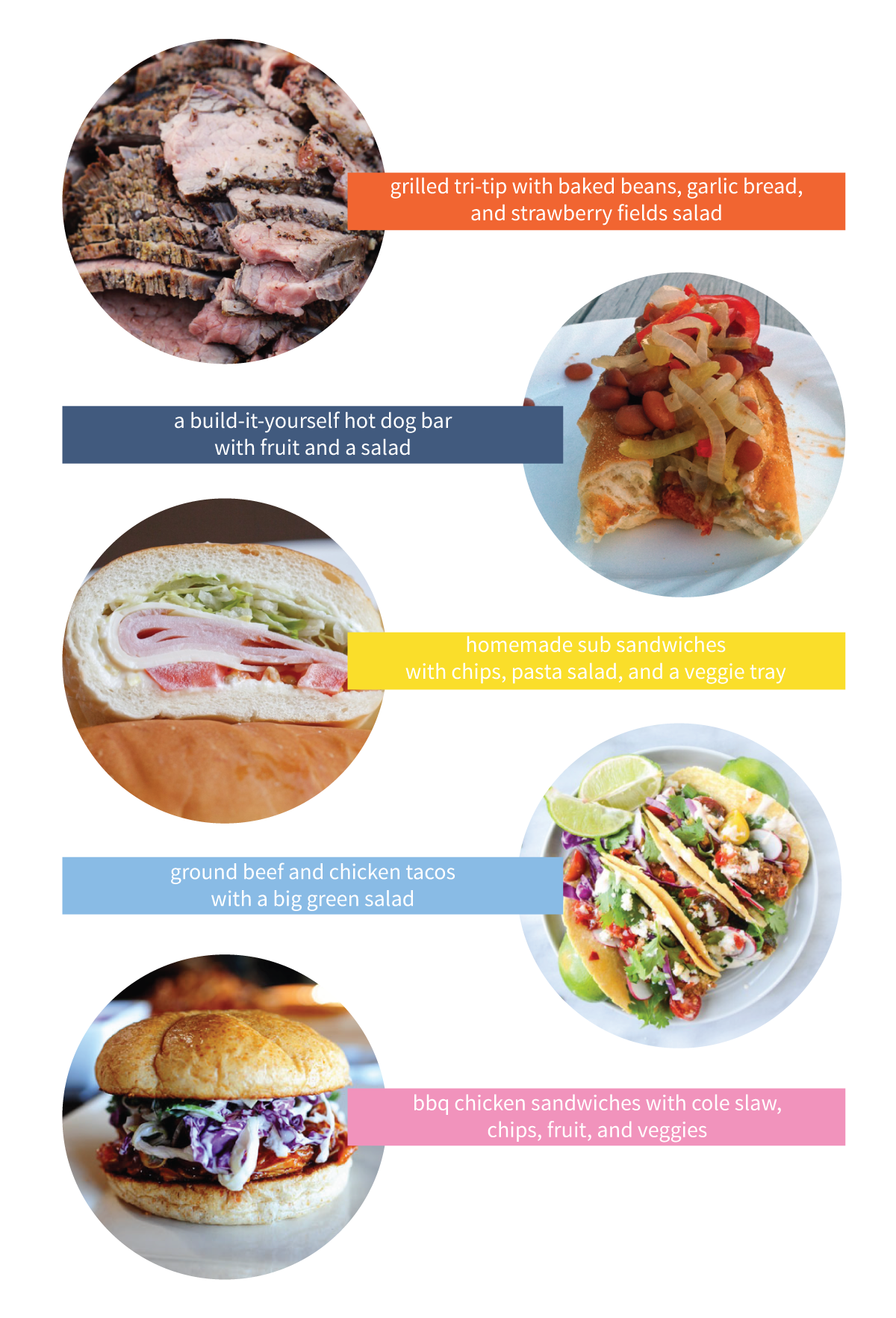 This week's menu ideas features five of our favorite easy summer dinners that are perfect for feeding a crowd. They make great menu choices for family reunions, barbecues, and get-togethers.