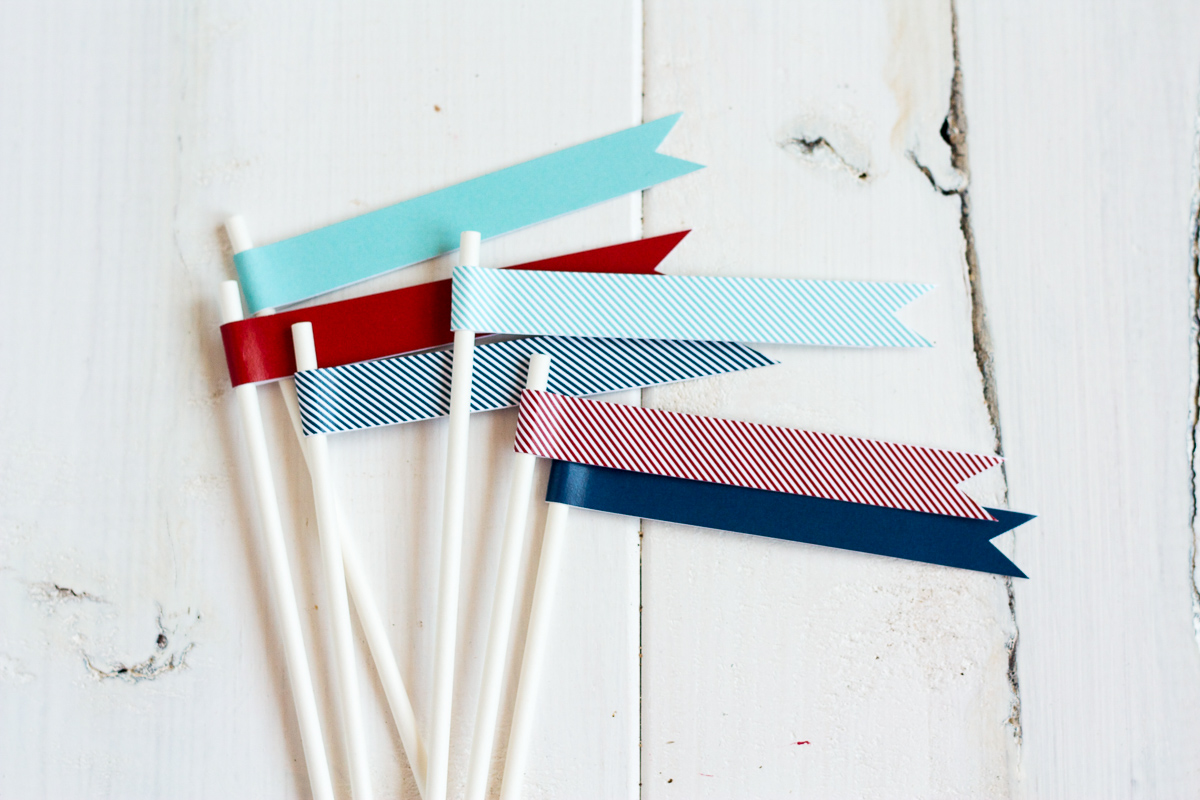 These colorful treat flags would look great in cupcakes or clustered together on the top of a pretty layer cake!