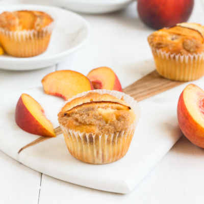 These delicious peach crumb muffins are perfect at brunch, dinner, or alongside a cup of tea!