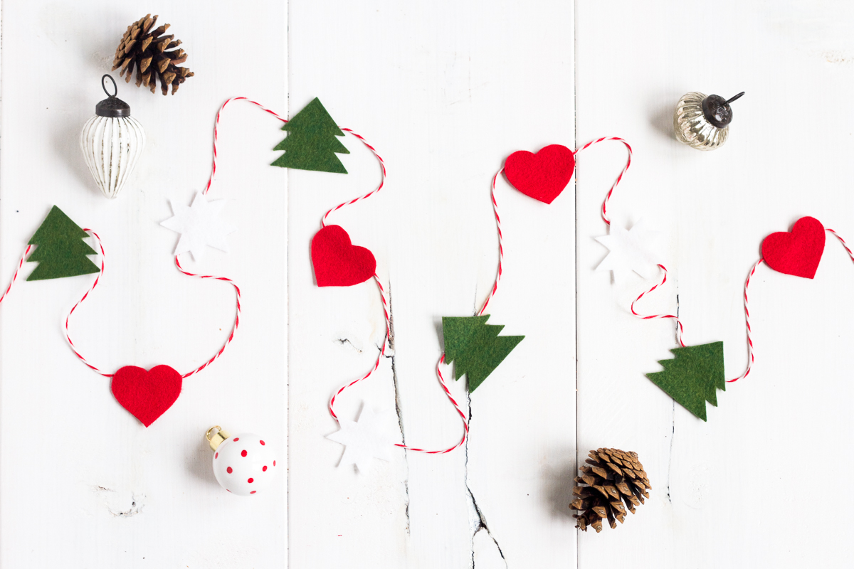 Make this easy and festive holiday garland out of felt and baker's twine!