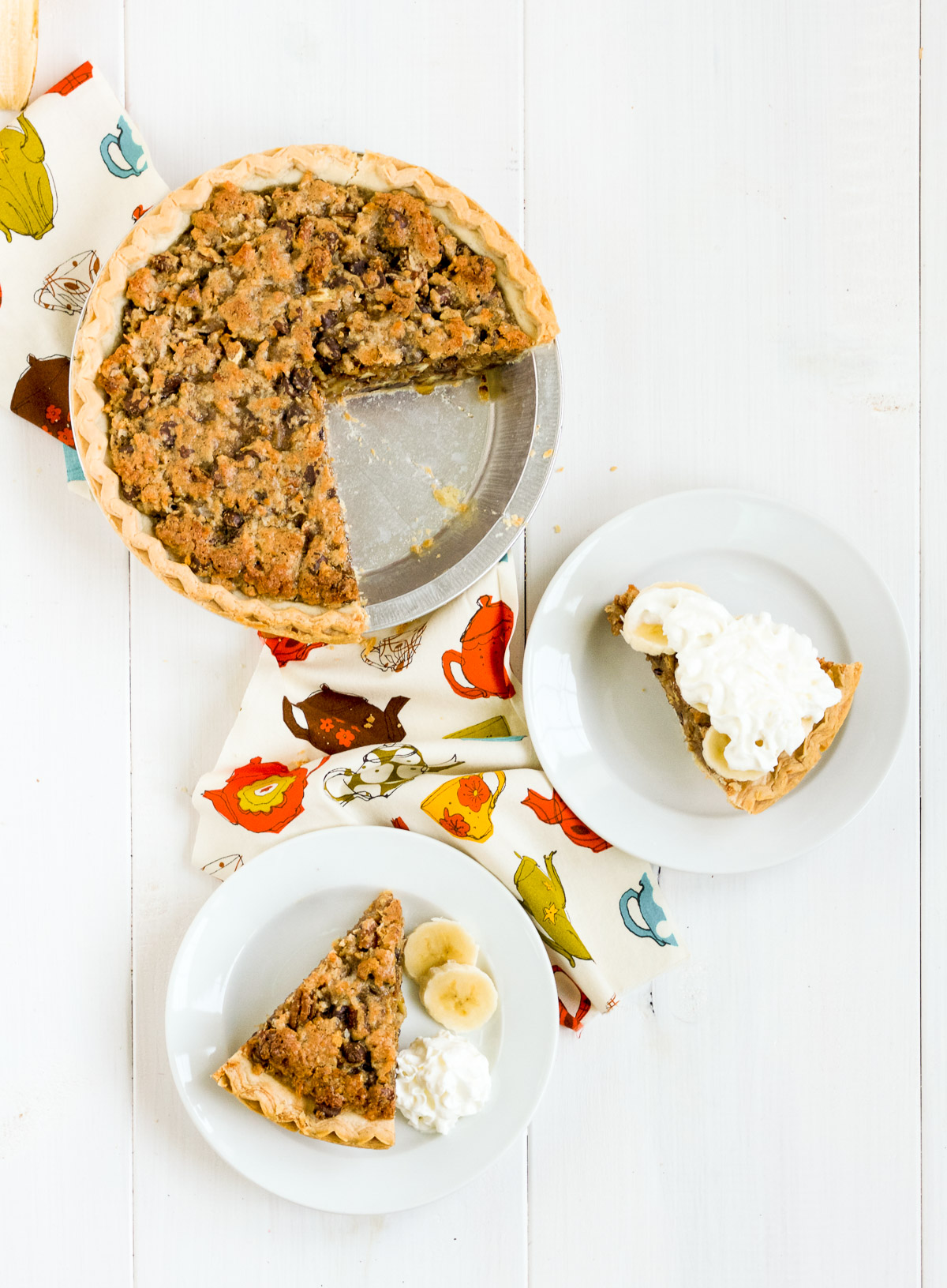 Coconut, chocolate chips, pecans, and graham crackers make this pie delicious!