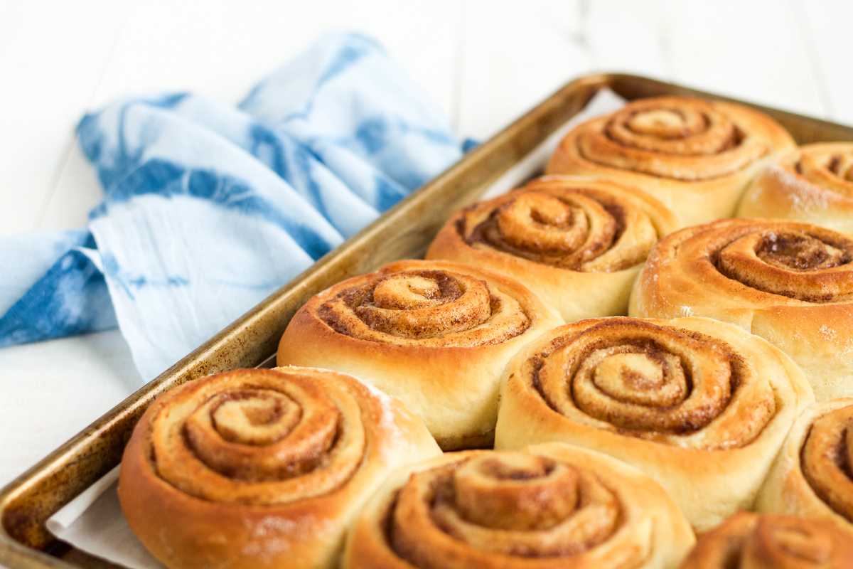 Homemade cinnamon rolls with a delicious, buttery filling and yummy cream cheese frosting.