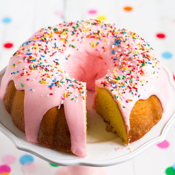 Celebrate National Donut Day with this pink donut bundt cake!