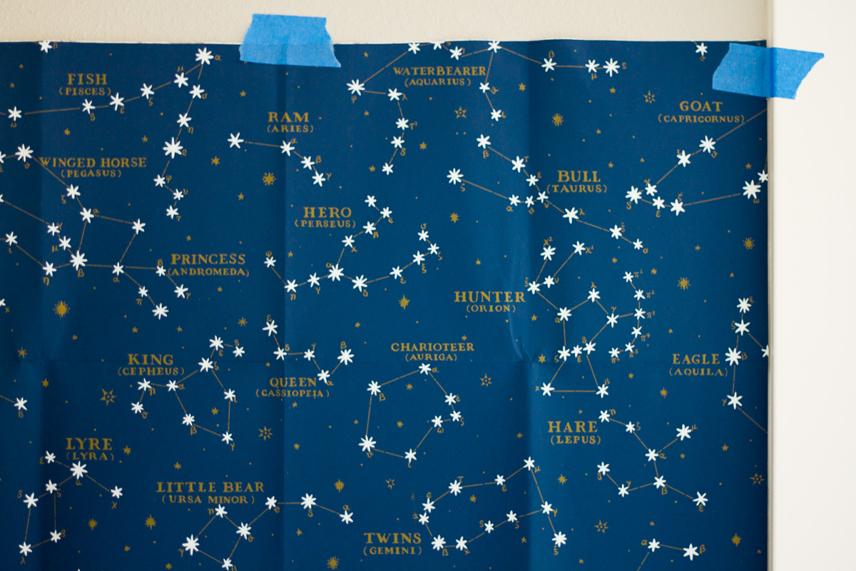 A beautiful sample of Ralph Lauren's gorgeous constellation wallpaper.