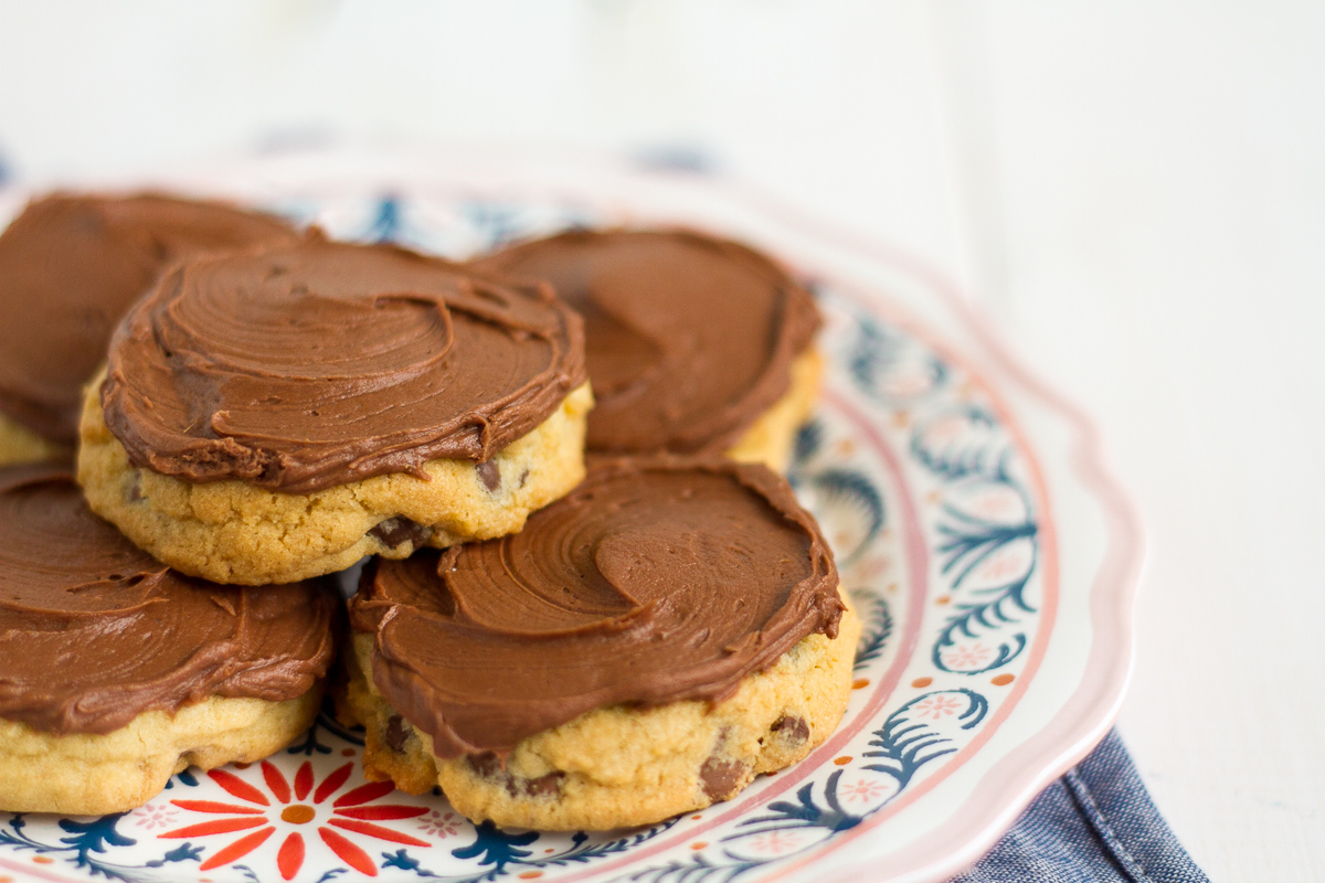 Chocolate chip cookies with chocolate frosting!