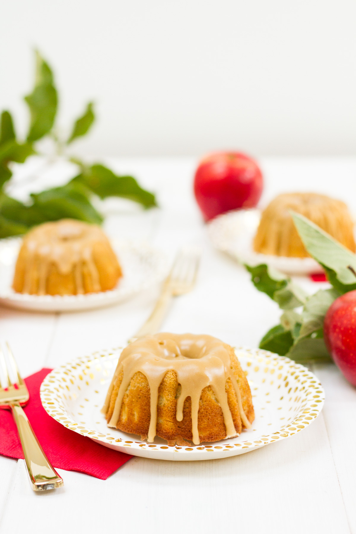 These mini apple spice bundt cakes combine a few of my fall favorites--tart apples, warm spices, and buttery caramel. They are easy to make, and they taste as good as they look!