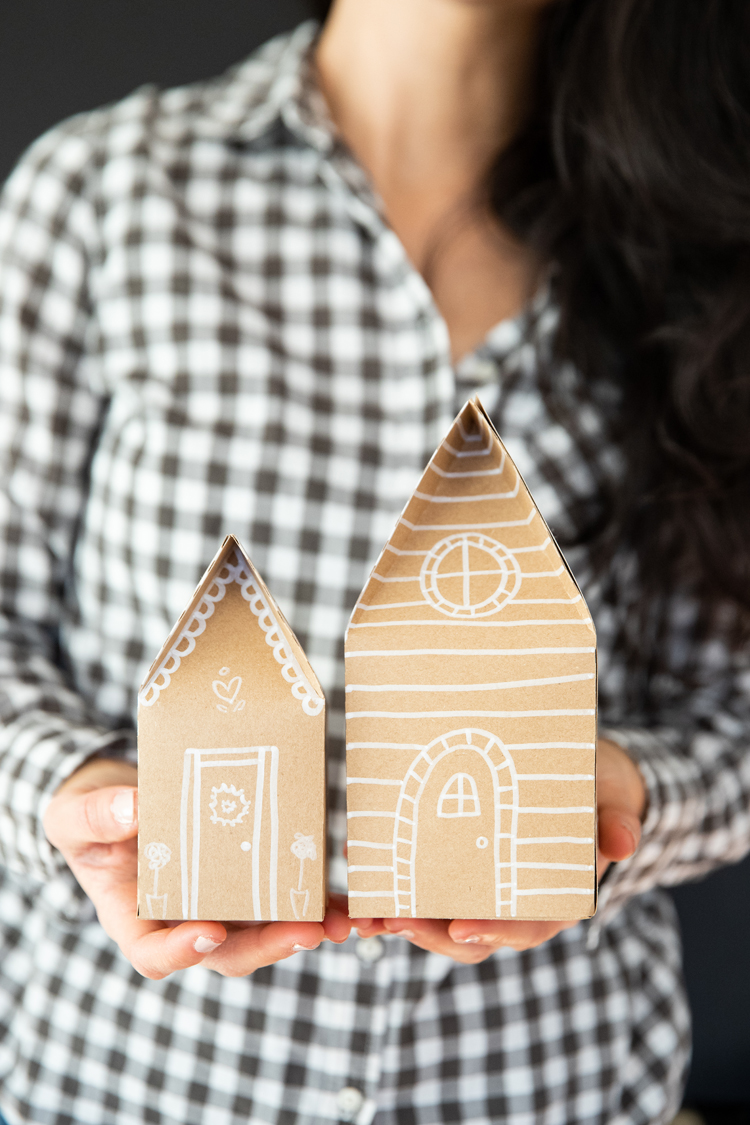 Gingerbread house boxes with templates and cut files so you can create your own!