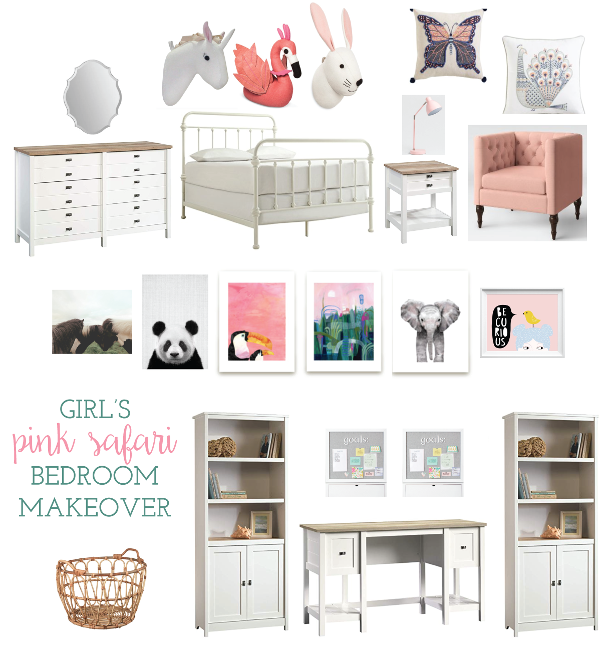 It's week 2 of the Spring 2019 One Room Challenge. We're giving our tween daughter's bedroom a "pink safari" makeover.