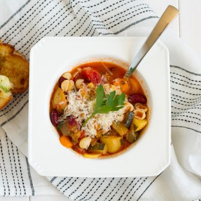 A classic minestrone recipe packed with fresh garden vegetables.
