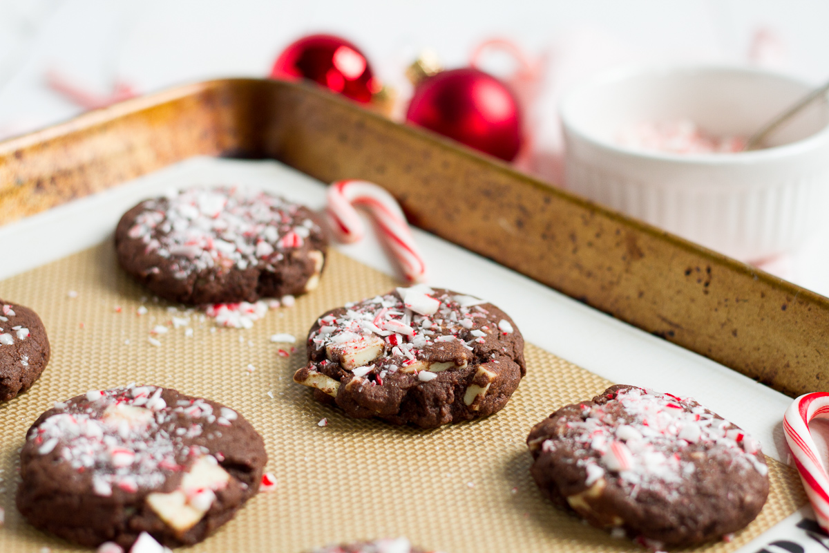 Double Chocolate Peppermint Bark Cookies are perfect for the holidays!