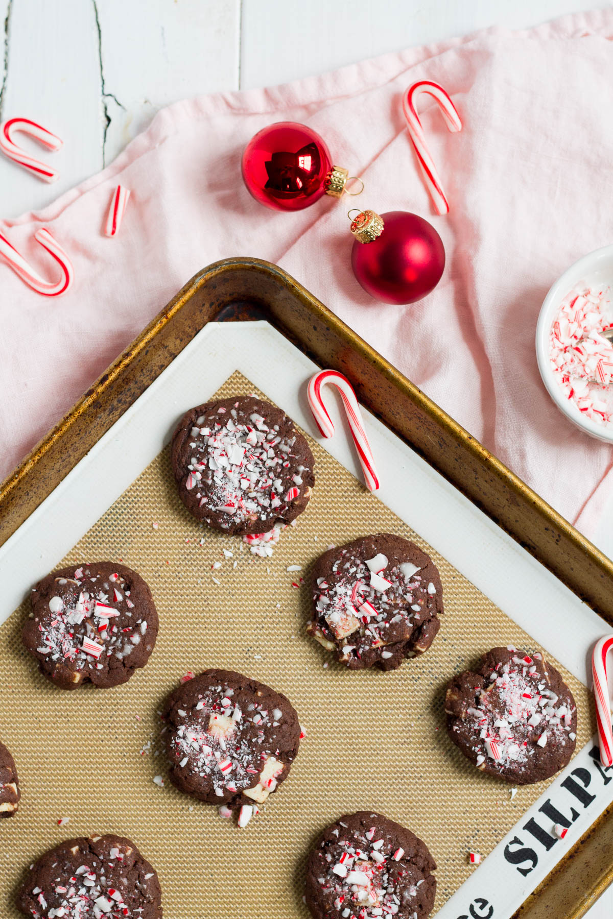 Double Chocolate Peppermint Bark Cookies are perfect for the holidays!