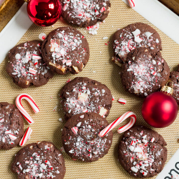 Double Chocolate Peppermint Bark Cookies are perfect for the holidays!