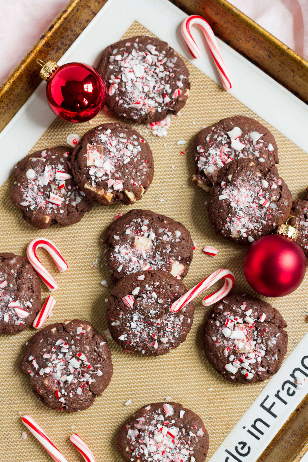 Double Chocolate Peppermint Bark Cookies are perfect for the holidays!