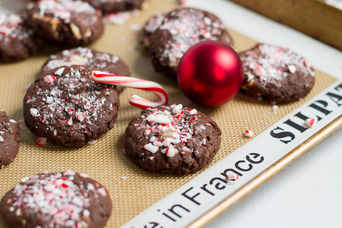 Double Chocolate Peppermint Bark Cookies are perfect for the holidays!