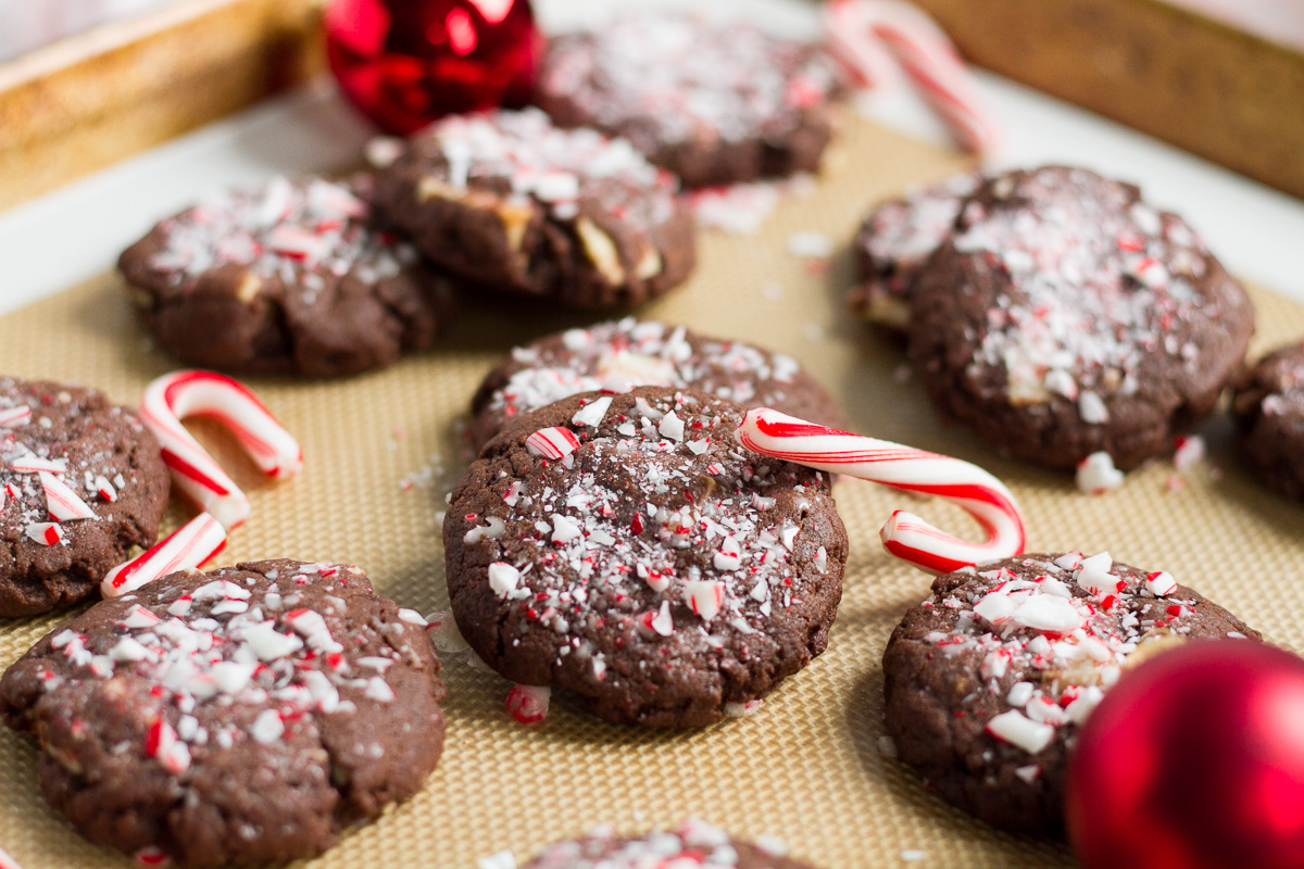 Double Chocolate Peppermint Bark Cookies are perfect for the holidays!