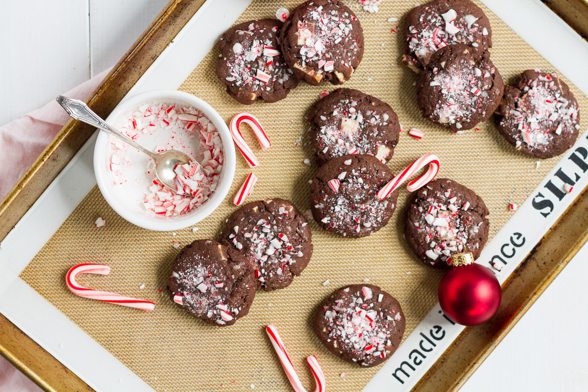 Double Chocolate Peppermint Bark Cookies are perfect for the holidays!