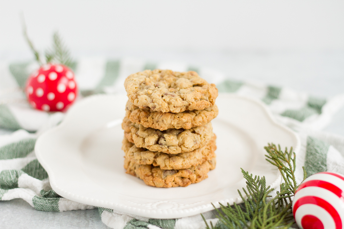 Buttery oatmeal cookies with chocolate chips and toffee bits!