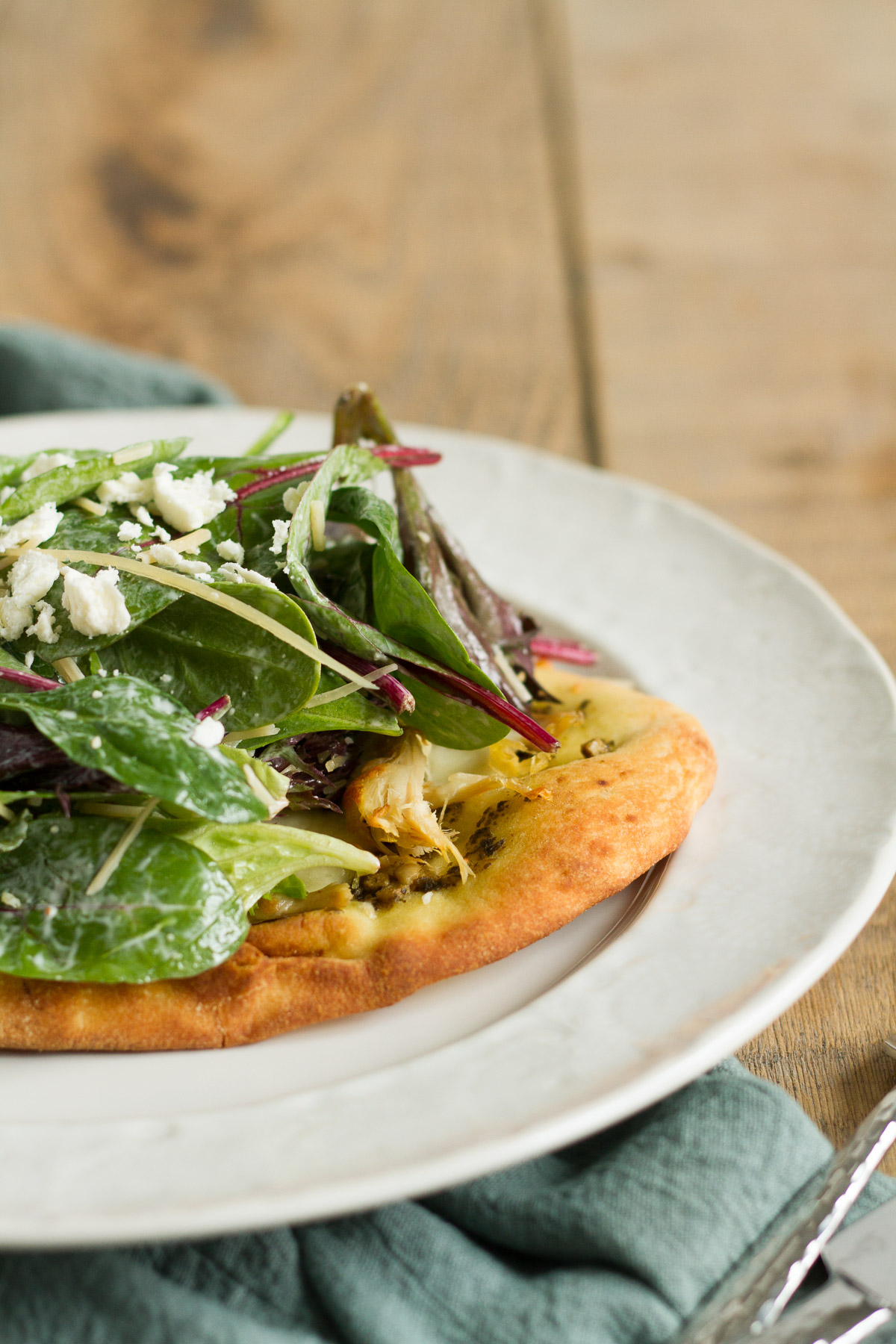 Chicken Caesar Salad Flatbread Pizza