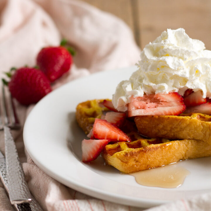 Waffle French Toast combines two breakfast favorites into one delicious treat.